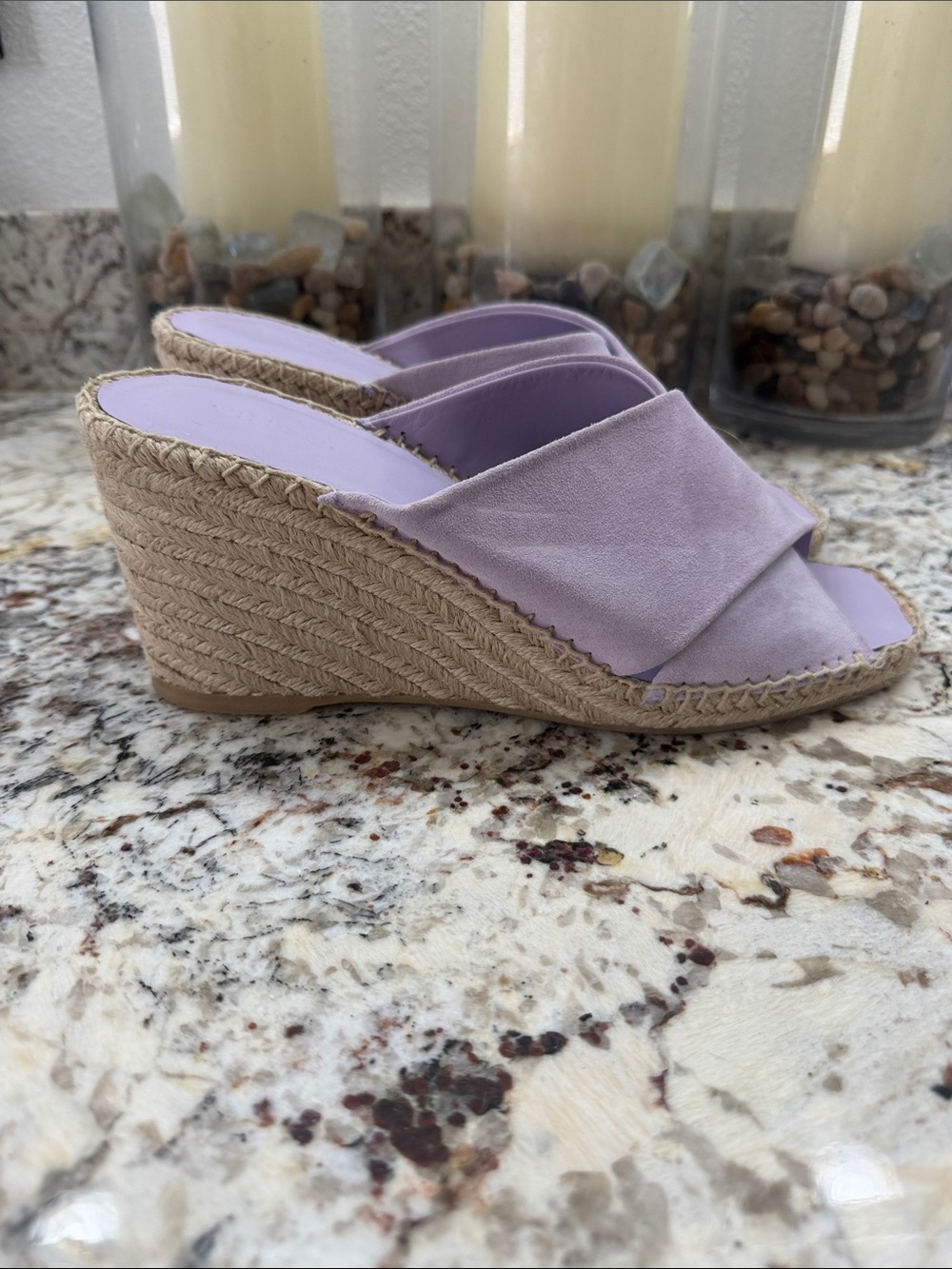 Vince Lilac Espadrille Wedge Slide Sandals